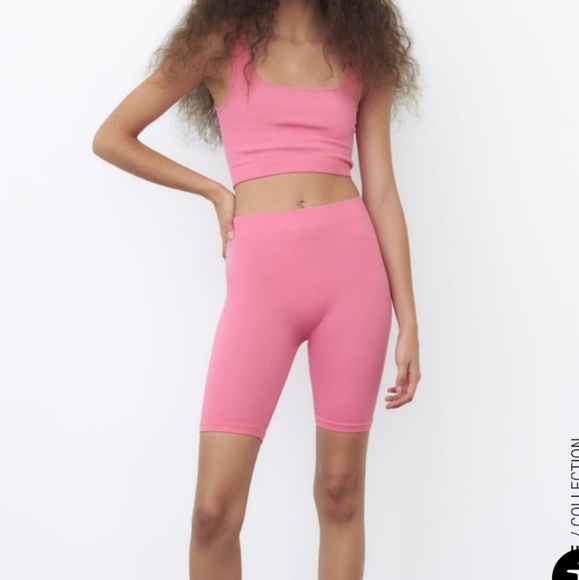 Zara seamless shorts pink Clearance